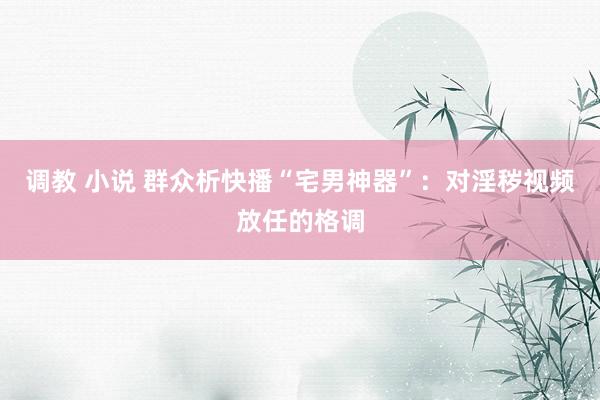 调教 小说 群众析快播“宅男神器”：对淫秽视频放任的格调