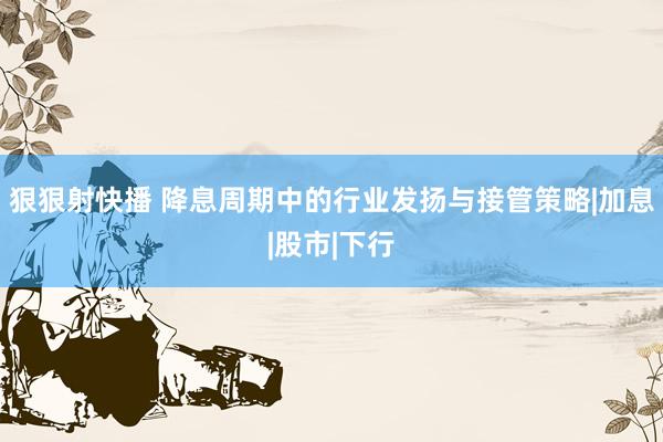 狠狠射快播 降息周期中的行业发扬与接管策略|加息|股市|下行
