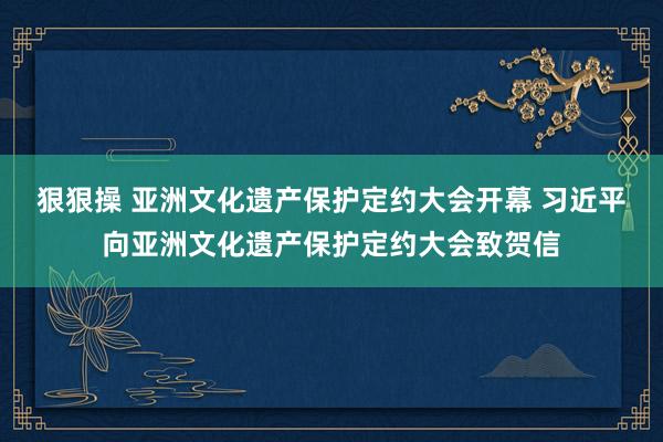 狠狠操 亚洲文化遗产保护定约大会开幕 习近平向亚洲文化遗产保护定约大会致贺信
