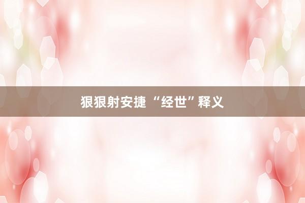 狠狠射安捷 “经世”释义