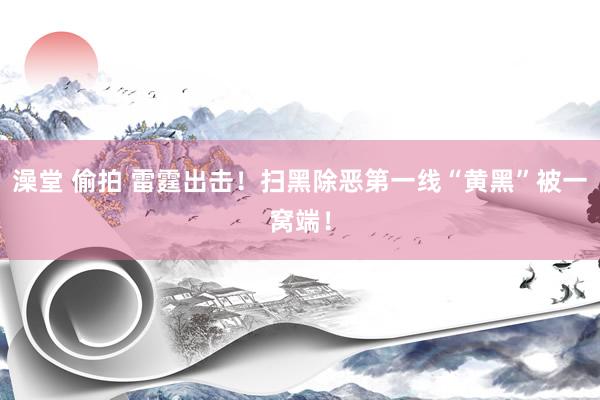 澡堂 偷拍 雷霆出击！扫黑除恶第一线“黄黑”被一窝端！