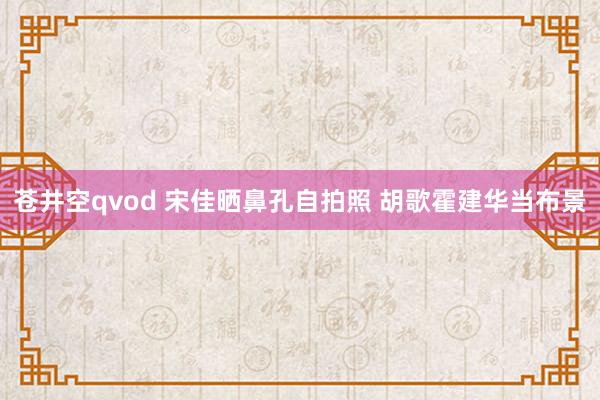 苍井空qvod 宋佳晒鼻孔自拍照 胡歌霍建华当布景