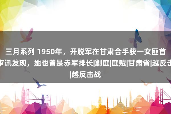 三月系列 1950年，开脱军在甘肃合手获一女匪首，审讯发现，她也曾是赤军排长|剿匪|匪贼|甘肃省|越反击战