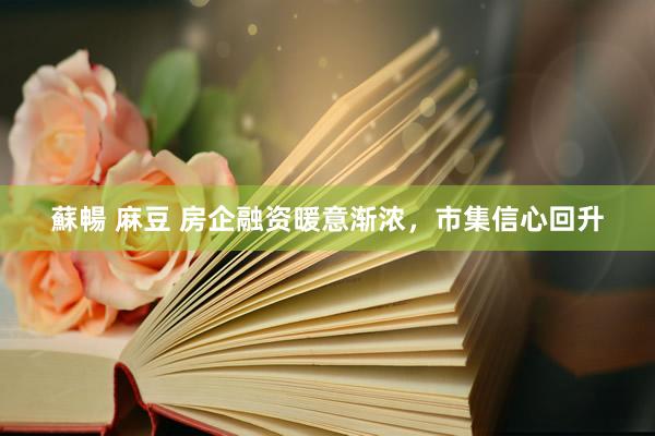 蘇暢 麻豆 房企融资暖意渐浓，市集信心回升