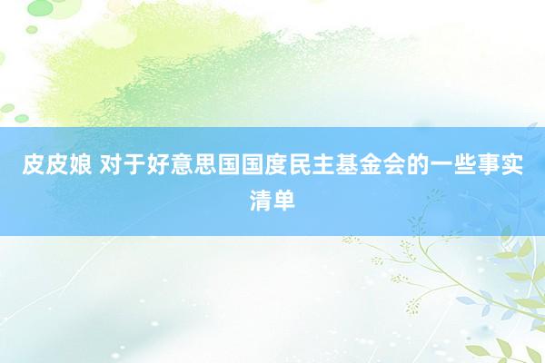 皮皮娘 对于好意思国国度民主基金会的一些事实清单