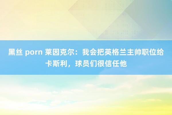 黑丝 porn 莱因克尔：我会把英格兰主帅职位给卡斯利，球员们很信任他